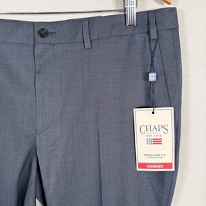 Chaps Performance Dress Pants Mens 36x30 Charcoal Regular Fit Stretch NEW